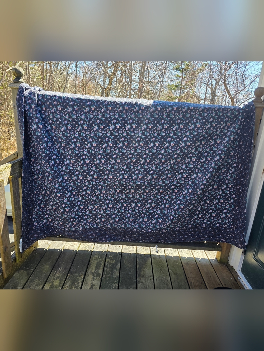 Vera Bradley Navy Quilt with Pink & Light Blue Floral Print King No Shams